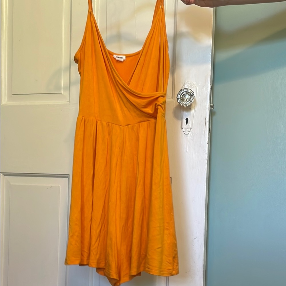 Orange Sleeveless Wrap Dress